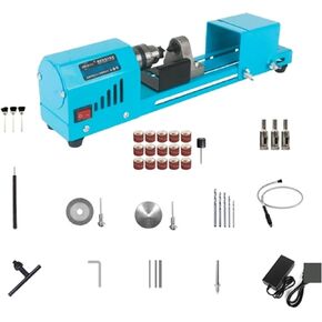 150W Mini Lathe Beads Machine Miniature Buddha Pearl Lathe DIY Woodworking Buddha Pearl Lathe Machine Drill Rotary Tool 12V/24V (Color : Blue, Size : Generation 3)