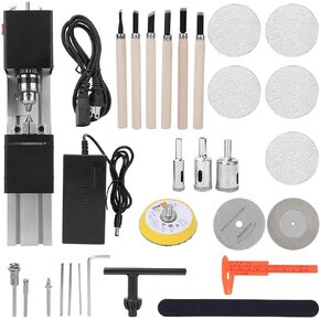 Mini Milling Lathe Machine Black DIY Woodworking Polishing Grinding Tool 100‑240V (US Plug)