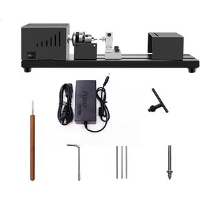 Mini Lathe Multi-Metal Mini Lathe 7-Level Speed Adjustment Grinding Polishing Rotary Tool Standard Set DIY Tool Lathe Set Machining for Carving Grinding Wood Stone