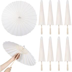 8 Pcs White Oiled Paper Umbrellas, 23.6 Blank Diy Chinese Parasol For Weddings, Parties, Photography, Hand-Painted Art Umbrellas For Decor