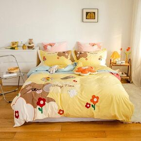 Four-Piece Bed Quilt Cover Sheet Pillowcase Double Washed Cotton Home Textile Student Dormitory Bedding Three-Piece Set