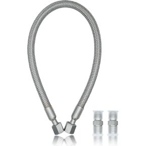 1/4" x 20" Compressor Jumper Hose (1/4" NPT Connector x 20"Length) and two 1/4" NPT Male Connector,750°F，450 PSI, Whole body SUS304 stainless steel metal(1pc)