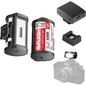TTARTISAN M01 Mini Camera Flash, 5600K±200K GN12 with 4 Power Levels with J01 Wireless Flash Trigger, Range 3m, Built-in Lithium Battery, for Sony Fujifilm Canon Nikon Olympus Camera