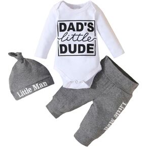 Baby Boy Clothes Newborn Infant Baby Clothes Romper + Pants + Hat 3PCS Outfits Set in Kuwait