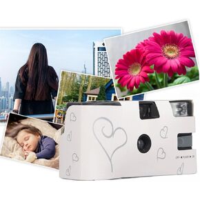 Disposable Cameras for Wedding, 27exp 35mm One Time Use Camera, Single Use Camera with Flash & Battery, for Anniversary Gathering Travel Camp Party Supply