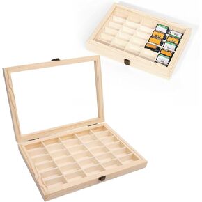 Dpofirs 135 Film Display Case, 30 Slots Solid Wood Storage Box for 135 Film Cassette, Dust Proof, Cassette Display Case