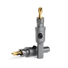 CSOOM TCT Hole Saw Set, 2-Piece 1/2" (13mm) Heavy Duty Carbide Tipped Cutter for Stainless Steel, Iron, Metal, and Plastic Bench, Spring Guided Drill Bits Included