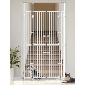 Extra Tall Cate Gate for Doorway: Sprouterie Pressure Mount 74.8"-90.5" Tall Cat Gate for Pets in Extra 30.3"-47.2" Width No Wall Drilling No Toddler for Indoor Stairs Hallway Room Safety Barrier