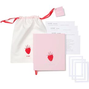 Savor Baby Memory Book - Gender Neutral Baby Book Keepsake, Scrapbook First Milestones, Photo Album and Journal to Track Special Moments, Record Keeping Book for Newborns - Strawberry/Pink
