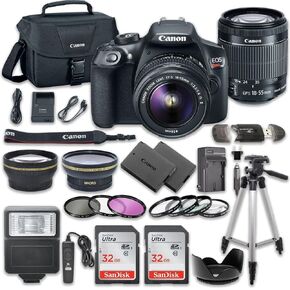 حزمة كاميرا Canon EOS Rebel T6 DSLR مع Canon EF-S 18-55mm f/3.5-5.6 IS II Lens + 2PC Sandisk 32GB Cards + Accessory Kit (متجددة)
