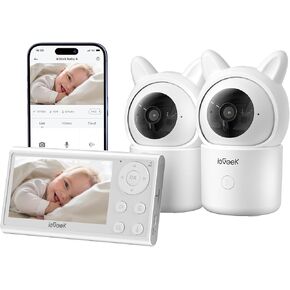 ieGeek Baby Monitor with Camera and Audio,5" Screen,HD Night Vision,2-Way Talk,Cry&Motion Detection,Temperature&Humidity Sensor,WiFi Baby Camera Monitor Supports Smartphone App(Upgrade)