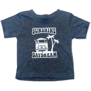 Sol Baby Sunshine Daydream Vintage Charcoal Gray Tee - Unisex Short Sleeve, Crewneck Summer T-Shirt for Infants to Big Kids