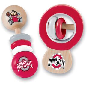 MasterPieces NCAA Ohio State Buckeyes, Natural Wood, Non-Toxic, BPA, Phthalates, & Formaldehyde Free, Baby Rattle, 2 Pack