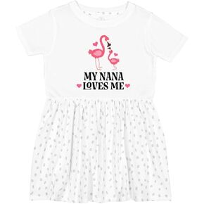 inktastic Nana Loves Me Girl Flamingo Toddler Dress