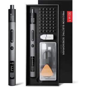 Mini Electric Screwdriver Set, Rechargeable with USB-C, 50-in-1 Precision Repair Kit with Magnetic Bits for Electronics, Phones, Cameras, Laptops & Watches (Black)