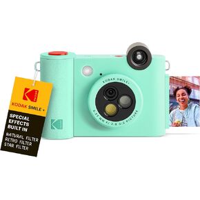 KODAK Smile+ Wireless Digital Instant Print Camera with Effect-Changing Lens, 2x3" Zink Sticky-Backed Photo Prints Mint Green