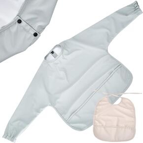 السلوك الطفولي Baby Smock Bib - صديق السفر المقاوم للماء ، تغذية مقاومة للفوضى - الأكمام الطويلة ، الإغلاق اللطيف