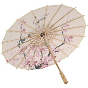 1Pc Chinese Style Oil Paper Umbrella Elegant Stage Umbrella for Photography Ancient Style Design Solid Handle for Home Decoration and Events