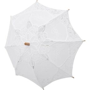 Totority Lace Parasol Umbrella for Weddings Photography Dance Scenes Beautiful Flower Shaped Design Decorative Lace Detail Umbrella for Events Parties