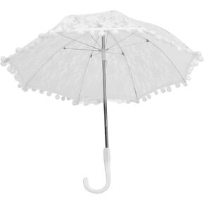 Lace Wedding Umbrella Romantic Embroidery Flower Bridal Umbrella Ergonomic Handle Lace Parasol Umbrella for Party Photography Prop (51322A (Child)) in Kuwait