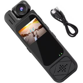 HD 1080P Body Camera with 180° Rotating Lens 110° Wide Angle Infrared Night Vision Support 128GB TF Cards Storage