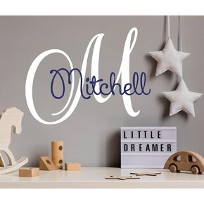 Decor Designs Decals Elegant Girls Personalized Custom Name Vinyl Wall Art Decal Sticker, Nursery Bedroom Baby Decor, Multiple Font and Color, (Multiple Size Choices) (Single Name, Without Initial)
