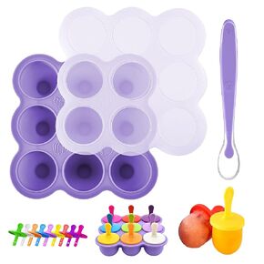 WAJIAYON Baby Food Storage Container, Silicone Baby Food Freezer Tray with Lid,Perfect Baby Food Container for Homemade Baby Food, Vegetables & Fruit Purees, Breast Milk- Purple