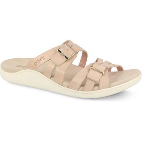 Gravity Defyer Women's GDEFY Ortal Leather Strappy Fashion Sandal - VersoShock Proven Performance Orthotic Slides