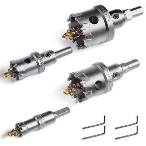 20PC TCT Carbide Hole Saw Kit 1/2" - 2-1/8" Tungsten Carbide Drill Bits Set with Titanium Pilot & L-Wrench, for Hard Metal Stainless Steel, Iron, Aluminum with Aluminium Case.
