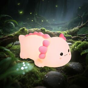 Axolotl Silicone Night Night Light ، مصباح حيوان LED قابل للوقت مع مؤقت ، هدايا لطيفة مصباح سرير غرفة نوم قابلة للشحن مع لعبة مستشعر لمسة للمس للأطفال (Axolotl B)
