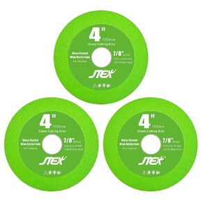 4" Glass Cutting Disc for Angle Grinder, 7/8" Arbor, Ultra-Thin Diamond Saw Blades (3-Pack)