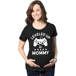 Maternity Leveled Up to Mommy T Shirt Cute Pregnancy Video Game Tee