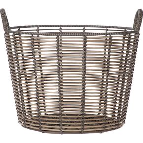 Extra Large Round Poly Rattan Multipurpose Storage Basket with Handles-Natural, for Throw Blankets, Bedroom, Living Room, garden, Laundry