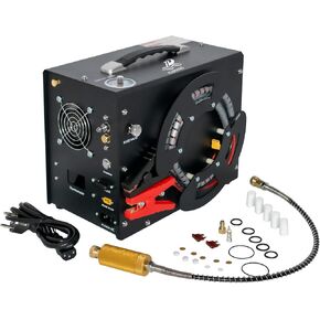 Portable Pcp Air Compressor,4500Psi/30Mpa High Pressure Air Compressor Paintball Scuba Tank Compressor HPA Pump Fill Station Auto-Stop,Unique Vertical+Wire Spool Design 110V(TXES062)