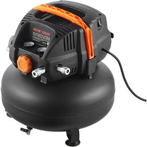 VEVOR 6 Gallon Air Compressor, 1.7HP 2.3CFM@90PSI Portable Pancake Air Compressor & 150PSI Max Pressure, 12-Piece Accessory Kit with 50FT Air Hose for Tire Inflation, Spray Painting, Woodwork Nailing