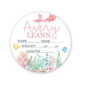 Birth Stat Sign Personalized for Newborn Baby | 12" Mermaid Design | Crib & Nursery Decor, Photography Prop, Baby Shower Gifts, Gender Reveal, Pregnancy Announcement, Hickory Hollow Designs