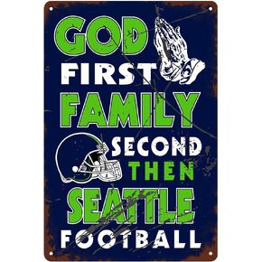 mokarier Vintage God First Family Second Then Footbal Tin Sign for Man Cave Garage Bedroom Office Decor Room Decor Signs Outdoor Wall Plaques 8"x12" Inch (Dallas)