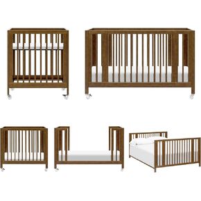 babyletto Rolli 9-in-1 Convertible Baby Crib w/Wheels - Includes Conversion Kits for Bassinet, Standard Crib, Toddler Bed, Daybed & Junior Bed - GREENGUARD Gold - 3 Adjustable Heights, Washed Natural
