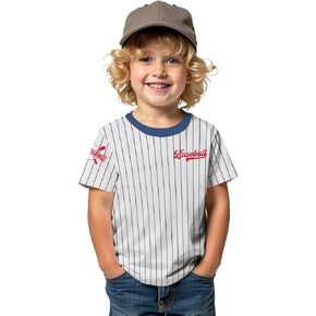 SOFEON Baseball Shirts for Toddler Boys Stripe Baseball Graphic Letter T-Shirt Funny Game Day Short Sleeve Summer Tees Tops