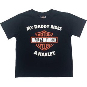 Harley-Davidson Little Boys' My Daddy Rides a Harley Short Sleeve Tee, Black