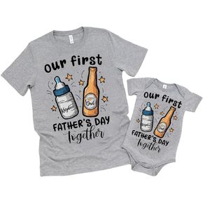IZI POD Personalized Our First Fathers Day Matching Shirts, 1st Father's Day T-Shirt, Gifts for New Dad, Fathers Day Shirt