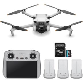 DJI Mini 3 Fly More Combo (DJI RC) with 128GB Memory Card Lightweight and Foldable Mini Camera Drone with 4K HDR Video, 51-min Flight Time (2 Item)