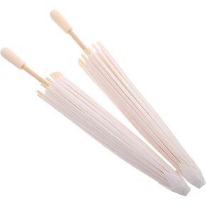 Gadpiparty 2pcs أبيض DIY الورق المزيج مظلة المظلة لحفلات الزفاف تصوير الحفلات Cosplay Decoration Vintage الصينية التصميم الفني الياباني