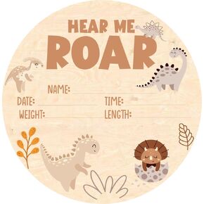 Dinosaur Birth Stat Sign for Baby Boy, Dino Newborn Hospital Photo Prop, Birth Announcement New Baby Keepsake, Decor for Nursery