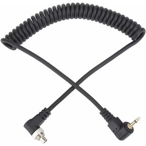 2.5mm to Male Flash PC Sync Cable Cord, Camera Flash Link Coiled Wire for Various Cameras