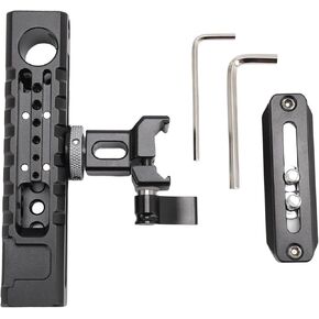 Camera Cage Top Handle Grip with Detachable Slider, Multiple Screw Holes, Cold Shoe Mount, Handle, Aluminum Alloy Material, DIY Photography Accessory for Microphone and Fill Light