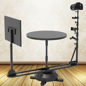 Panoramic Surround Platform,360 Video Photography Turntable,Camera Booth,Angle Adjusted,Rotating Camera Slider for Product Photography,Manual