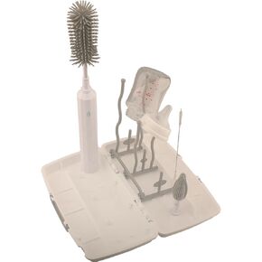 Electric Baby Bottle Brush Cleaner Set, 6-in-1 USB Rechargeable Bottle Cleaning Kit with Silicone Brush, Nipple Brush, Straw Brush, Drying Rack & Storage Box, Travel Baby Essentials for New Moms