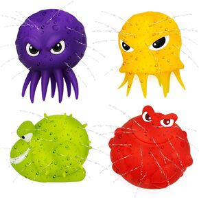 4E's Novelty Sea Animal Octopus Water Balls 4 Pack - Pool Toys Outdoor Activity Game Game Bath Bath Sensory Octopus Water Bombls Blash ، و Swimming Pool Floating Swime Toys