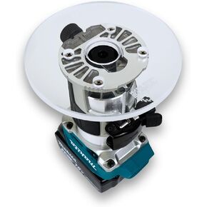 WOOD GRAN JUNKIE TrimFit Pro 6" Round Router Base Plate for Makita RT0701C, XTR01Z- Pre-Drilled, 3/8" Thick Clear Cast Acrylic, Router Base for Woodworking, Made in USA